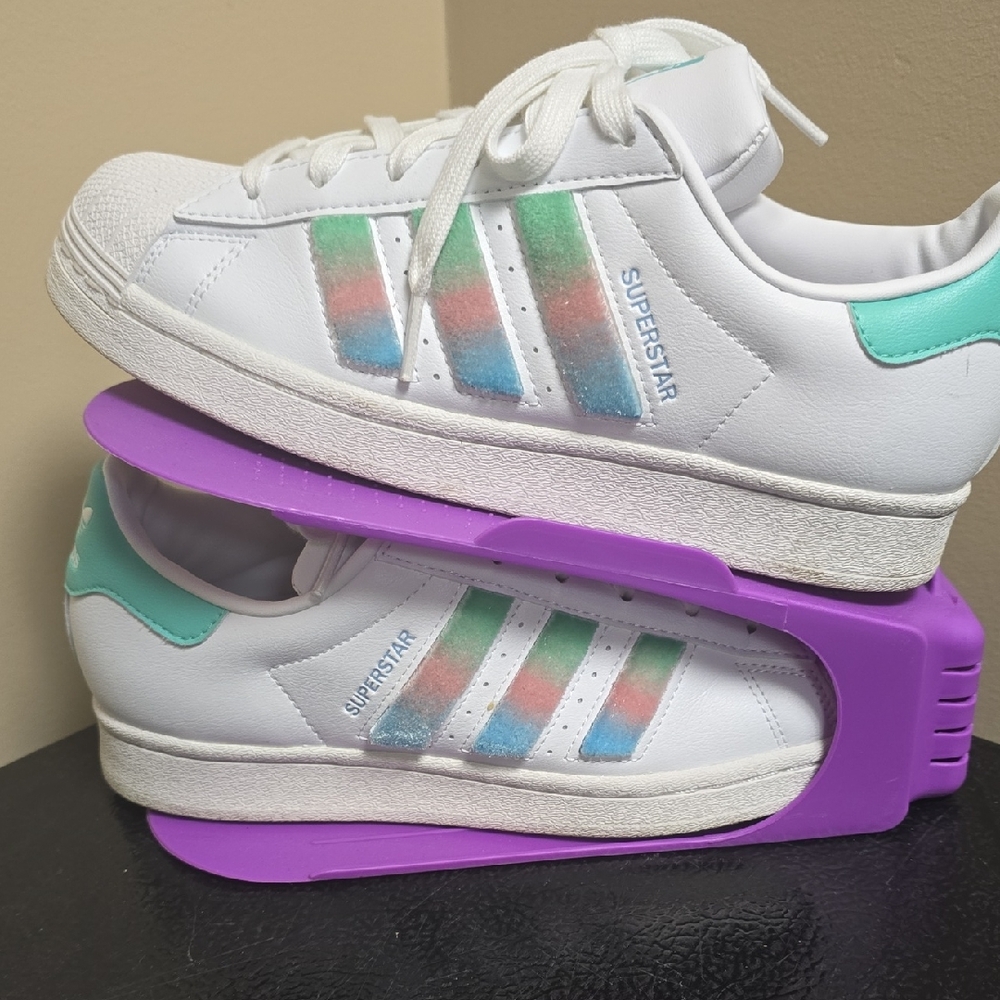 Adidas Kids Sneakers - White with Multicolor Stripes